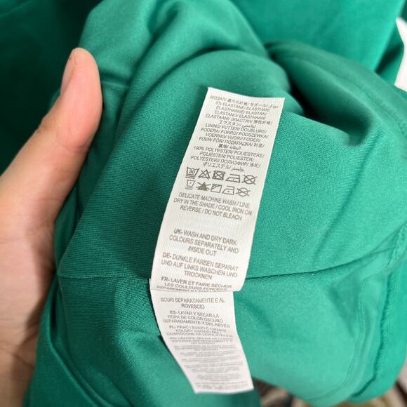 Boden Women's Faux Wrap Surplice Sheath Dress Size 14 Emerald Green J0617 - Picture 3 of 7